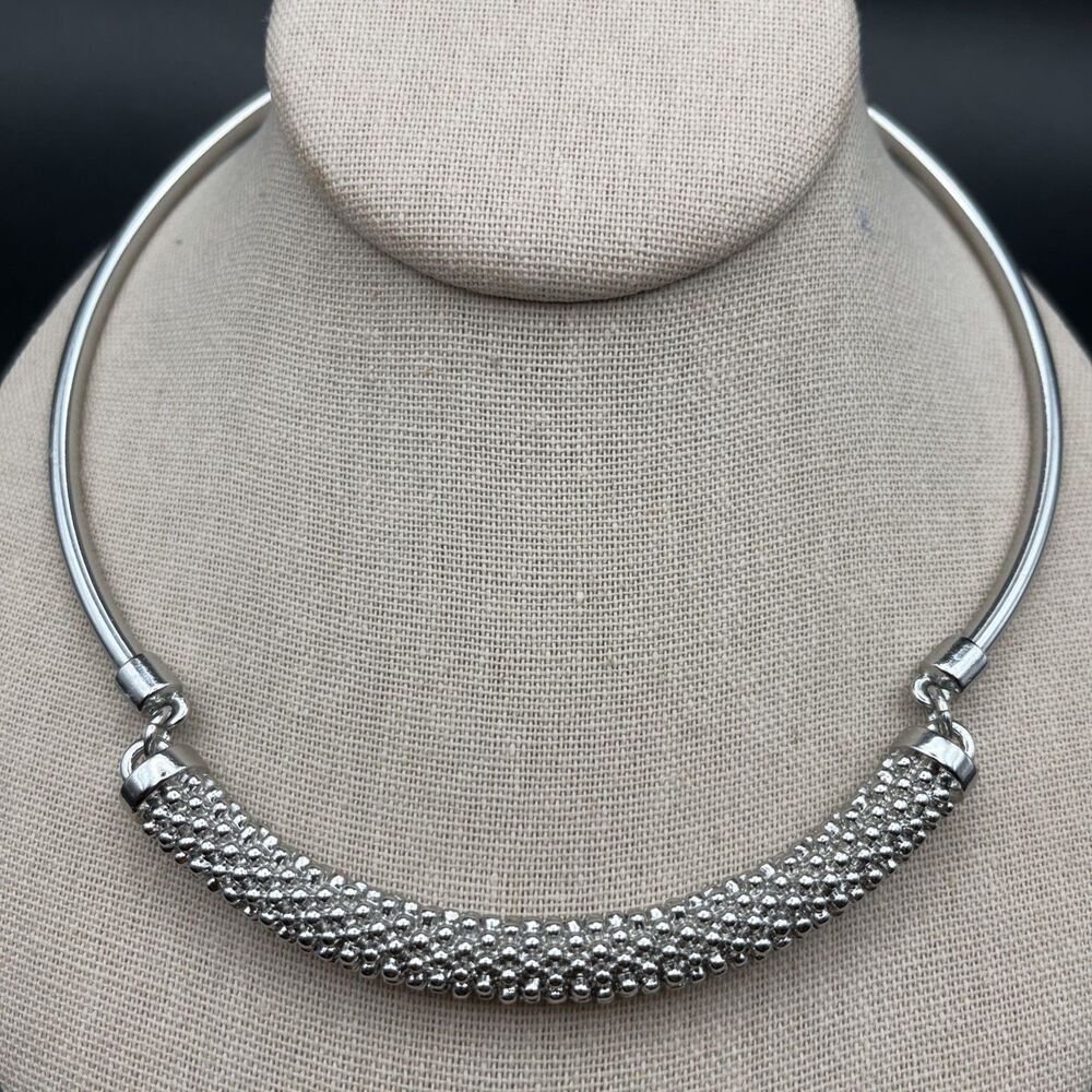 Talbots Collar Necklace Rigid Bar Textured Bold Statement